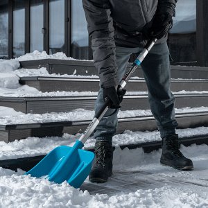 Лопата для уборки снега, полипропилен, 350х405х1300мм, алюминиевый черенок, ПВХ накладка, LUXE Palisad