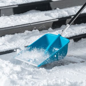 Лопата для уборки снега, полипропилен, 365х460х1500мм, алюминиевый черенок, ПВХ накладка, LUXE Palisad