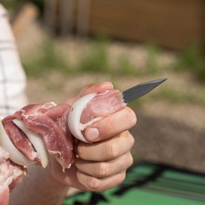 Шампур плоский, 600х10х2,5 мм, с деревянной  рукояткой, нерж. сталь, Camping// Palisad
