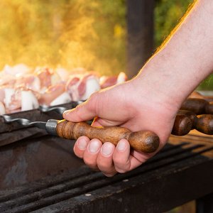 Набор шампуров угловых, 650 мм, с деревянной рукояткой, в чехле, 6 шт., Camping// Palisad