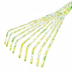 Грабли веерные 9 - зубые, 130 х 415 мм, стальные, пластиковая рукоятка, Flower Green, Palisad