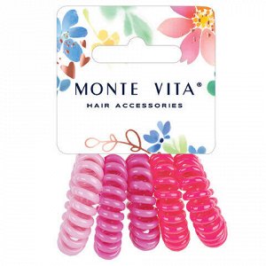 Резинки для волос НАБОР 5 шт., диаметр 3 см, пружинка, оттенки розового, MONTE VITA, 457060