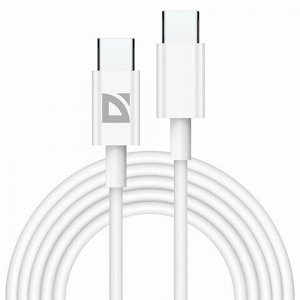 Кабель USB Type-C-Type-C, 30 Вт, белый, 2 м, DEFENDER F182, 87537