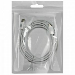 Кабель USB Type-C-Type-C, 30 Вт, белый, 2 м, DEFENDER F182, 87537