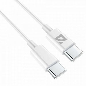 Кабель USB Type-C-Type-C, 60 Вт, белый, 2 м, DEFENDER F182, 87538
