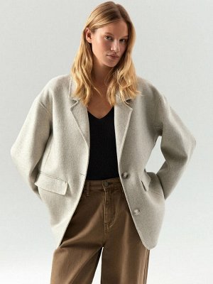 Полупальто из шерсти, R138/chinchilla