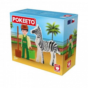 Игрушка «Сотрудник зоопарка» с зеброй и аксессуарами, 8 см