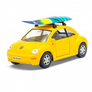 Машина металлическая VW New Beetle, 1:32, открываются двери, инерция, цвет жёлтый