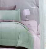 ПРОДАНО-- Комплект белья SATIN GRI/YESIL фисташковый-светло-серый евро