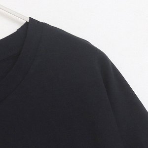Футболка хлопковая с круглым вырезом и принтом, черная