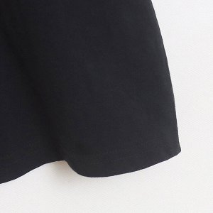 Футболка хлопковая с круглым вырезом и принтом, черная