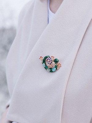 Брошь «Хамелеон», цветная в золоте