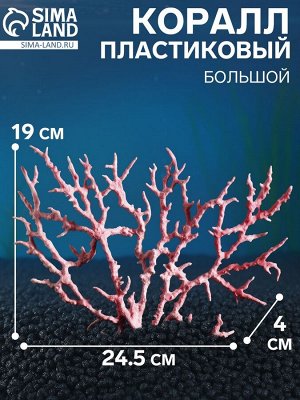 Коралл пластиковый большой 24,5 х 4 х 19 см, розовый