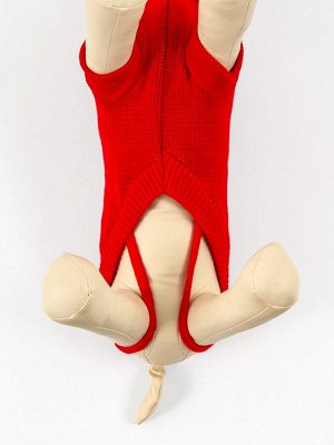 Свитер "Олень на красном", XL (ДС 34, ОШ 34, ОГ 32-51 см)