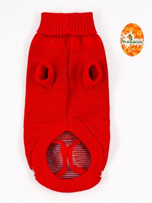 Свитер "Олень на красном", XL (ДС 34, ОШ 34, ОГ 32-51 см)