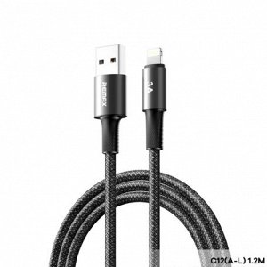 Кабель для мобильных устройств Remax Velocity Fast Charging Cable 15W, с USB на Lightning, 3А, 1.2м, чёрный, арт. C12(A-L)
