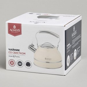 Чайник Premium Steel 2.7L со свистком и термоаккумулирующим дном для индукции, 1 шт.