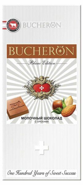 Шоколад Bucheron Blanc Edition молочный с орехами 85гр картон