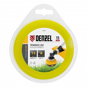 Леска для триммера, звезда 3 мм х 15 м, блистер Flex cord Denzel
