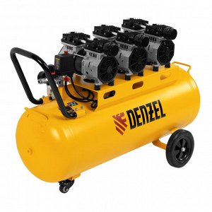 Компрессор безмасляный, малошумный DLS 1800/100,1800 Вт, 3x600, 100 л, 345 л/мин Denzel