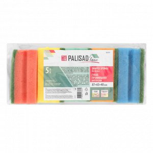 Губки для посуды профильные Comfort, 87 x 65 x 40 мм, 5 шт., Home Palisad