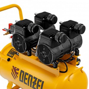 Компрессор безмасл. малошумный DLP -3000/50, 3 кВт, 2х1,5 кВт,50 л, 2850 об/мин,500 л/мин Denzel
