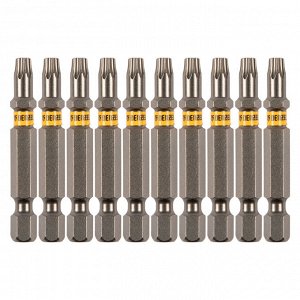 Бита TX 25х50, сталь S2, шестигранный профиль, 10 шт. Е 6,3 Denzel