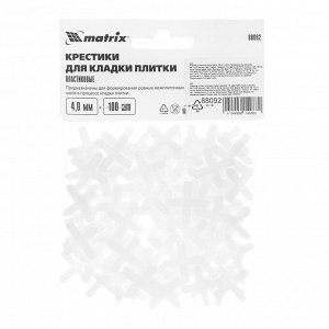 Крестики, 4.0 мм, для кладки плитки, 100 шт Matrix
