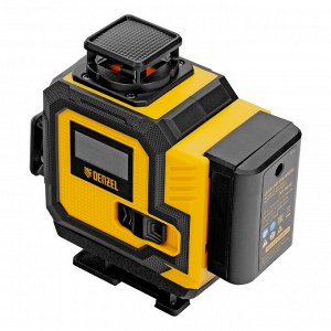 Лазерный уровень мультипризменный DLV 360-4T, 30 м, зеленый луч, Li-Ion 2,4 Aч, штатив// Denzel