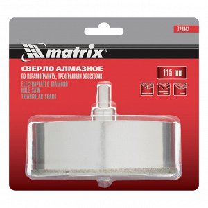 Сверло алмазное по керамограниту, 115 х 67 мм, трехгранный хвостовик Matrix