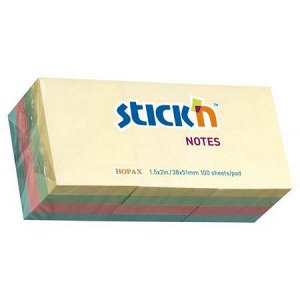 Бумага для заметок с клеевым краем Stick`n 38х51 мм 100л пастель 70г/м2 21531 (822771) Hopax