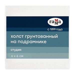 Холст на подрамнике "Студия" 6х6 см, 100% хлопок, 280г/м2, мелкое зерно 28010606 Гамма
