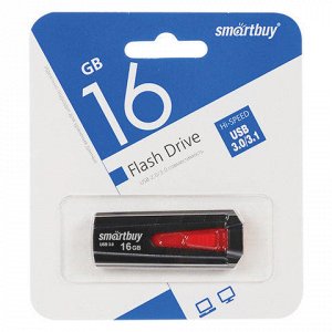 Флэш-диск 16 GB SMARTBUY Iron USB 3.0, черный/красный, SB16GBIR-K3