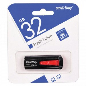 Флэш-диск 32 GB SMARTBUY Iron USB 3.0, черный/красный, SB32GBIR-K3