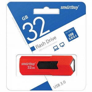 Флэш-диск 32 GB SMARTBUY Stream USB 3.0, красный, SB32GBST-R3