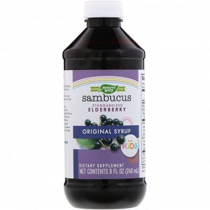 Nature&#x27 - s Way, Sambucus для детей, стандартизированный экстракт бузины, оригинальный сироп, 240 мл (8 жидких унций)