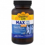 Country Life, Max for Men, мультивитаминный и минеральный комплекс для мужчин, не содержит железа, 120 таблеток