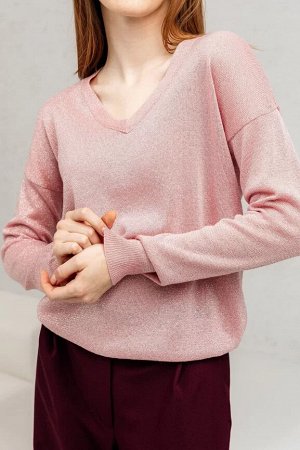 Джемпер женский (цвет: розово-коралловый, серебро)