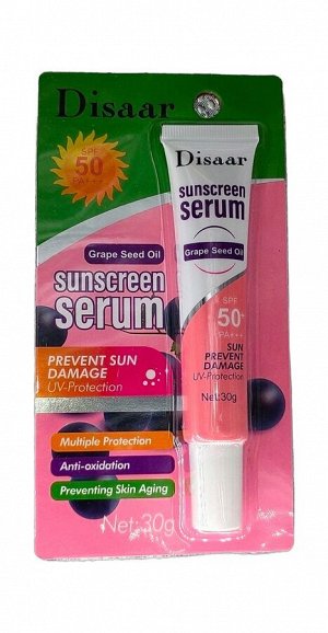 Disaar. Солнцезащитная сыворотка для лица с маслом из виноградных косточек,Sunscreen Serum SPF50,30г