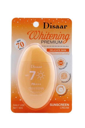 Disaar. Солнцезащитный крем для лица осветляющий Premium Whitening Sunscreen Cream SPF70/PA+++, 50гр