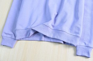 Свитшот с длинными рукавами круглым вырезом с принтом, фиолетовый