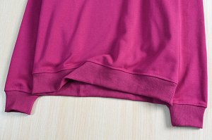 Свитшот с длинными рукавами круглым вырезом с принтом, фуксия
