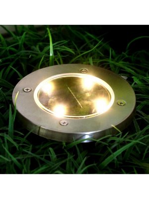 Садовый светильник, уличный, на солнечной батарее, 4 LED, свечение тёплое белое