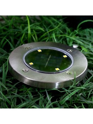 Садовый светильник, уличный, на солнечной батарее, 4 LED, свечение тёплое белое