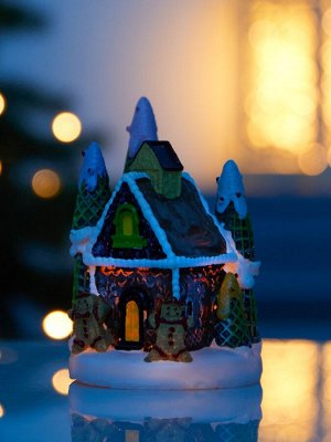 Светодиодная фигура «Дом печеньки», 10x7 см, 4 LED, от батареек, свечение тёплое белое