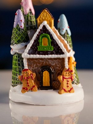Светодиодная фигура «Дом печеньки», 10x7 см, 4 LED, от батареек, свечение тёплое белое