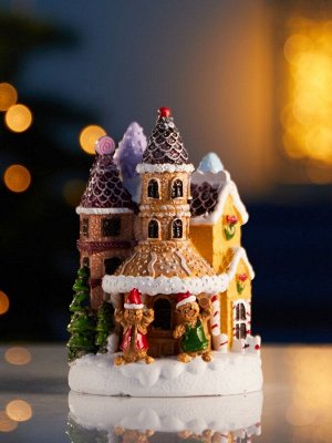 Светодиодная фигура «Пряничный замок», 10x7 см, 4 LED, от батареек, свечение тёплое белое