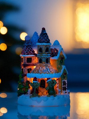 Светодиодная фигура «Пряничный замок», 10x7 см, 4 LED, от батареек, свечение тёплое белое