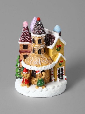 Светодиодная фигура «Пряничный замок», 10x7 см, 4 LED, от батареек, свечение тёплое белое