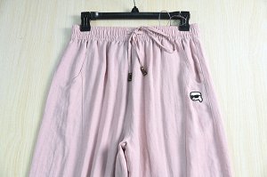 Легкие брюки из хлопка и льна Tencel с эластичной резинкой на талии. розовый